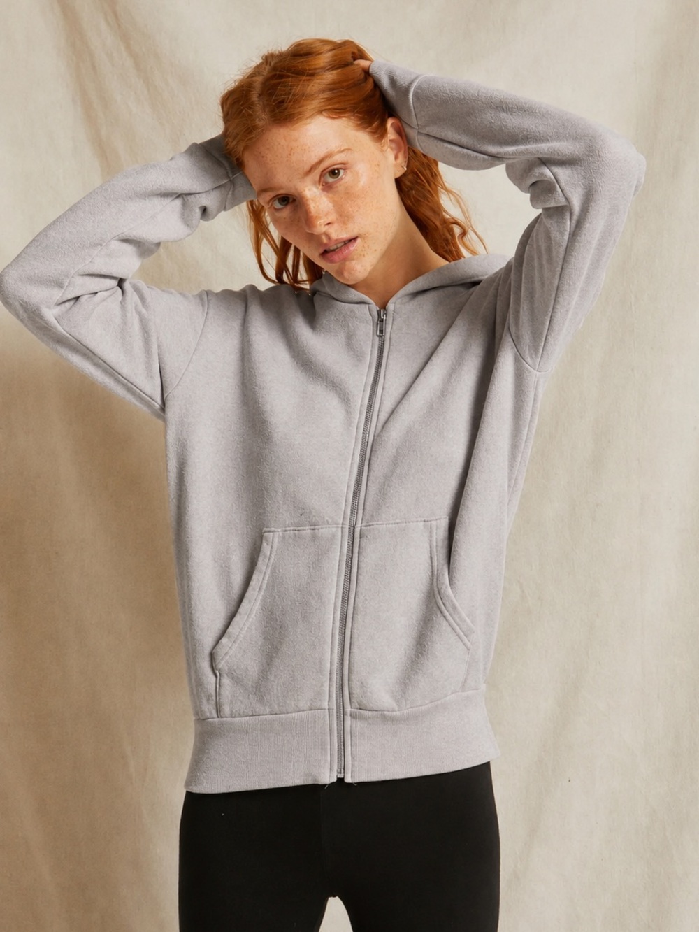 Perfectwhitetee Patti Full Zip in Light Blue Gray